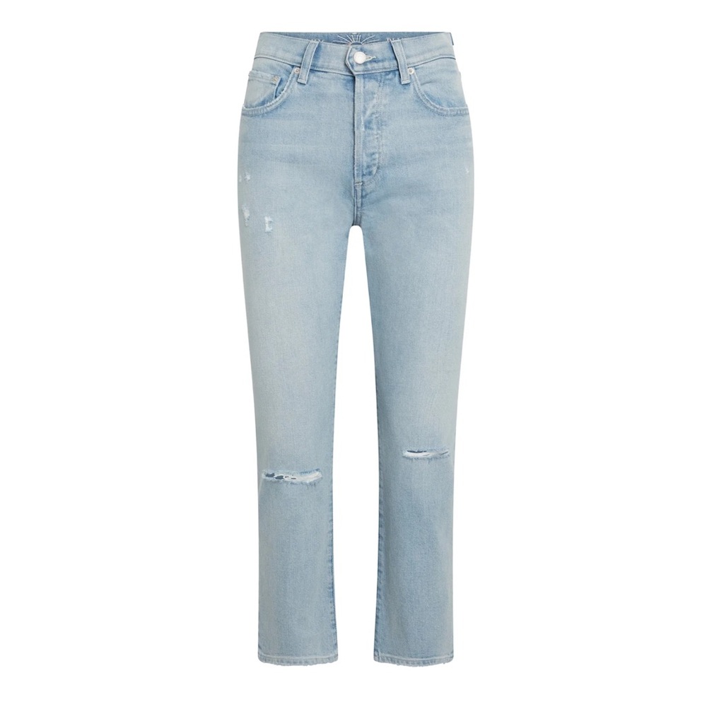 NWT Daily Blue Denim By AG Light Wash Cropped Distressed Jean Sizes 25/ 30